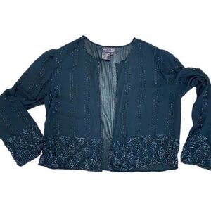 Marina by marina Bresler vintage sheer hand beaded cardigan, size small ￼
